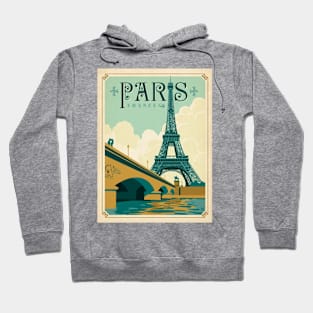 Vintage Travel Poster - Paris with Eiffel Tower Hoodie